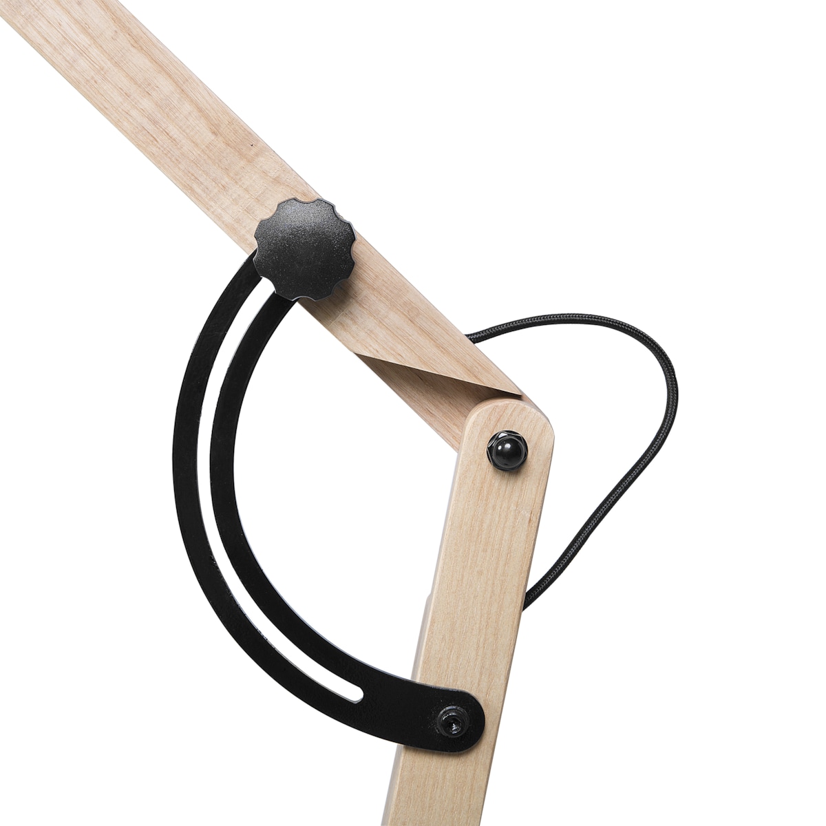 Lampa podłogowa HETTON Regulowana Drewno dębowe Czarny