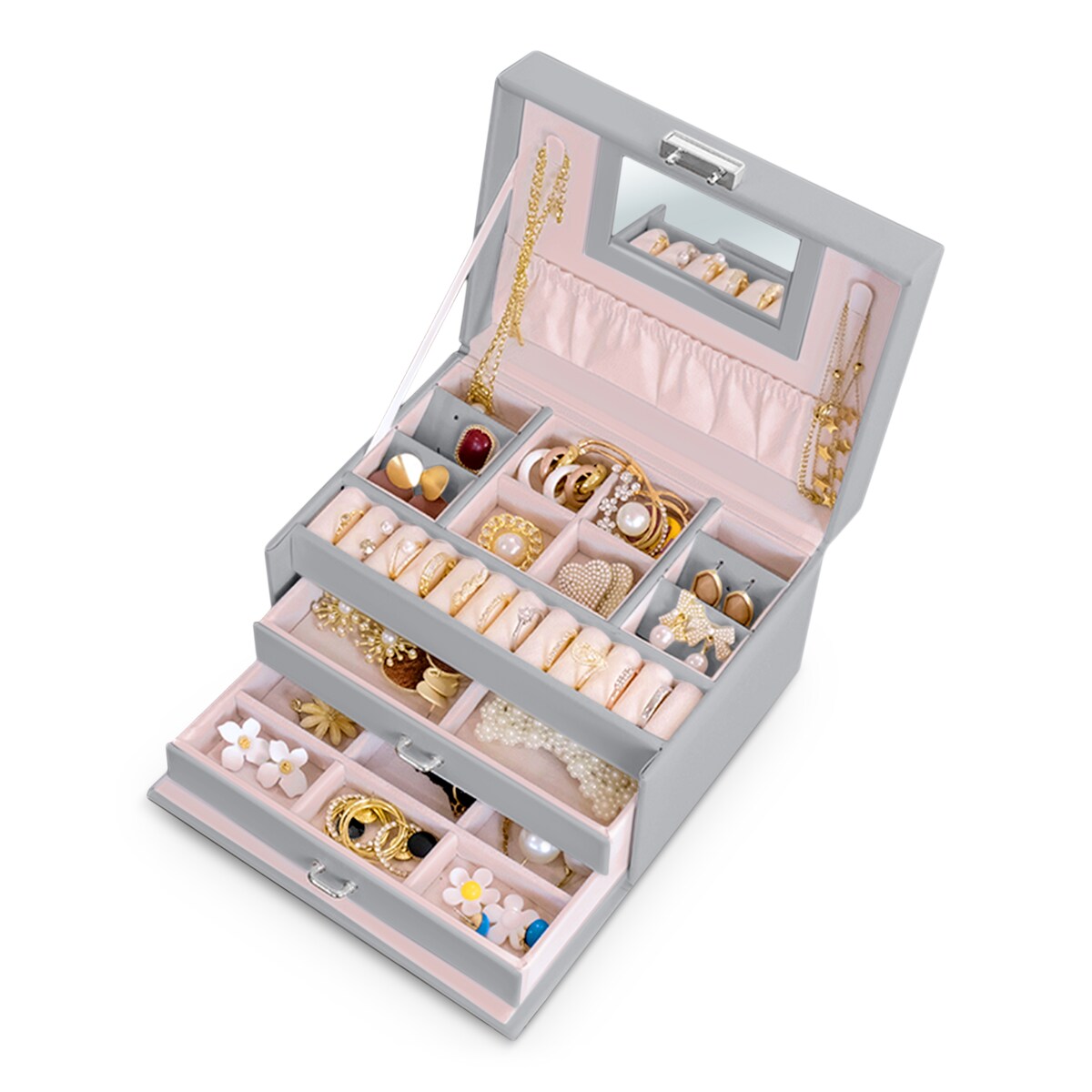 Pudełko szkatułka na biżuterię szare Massido