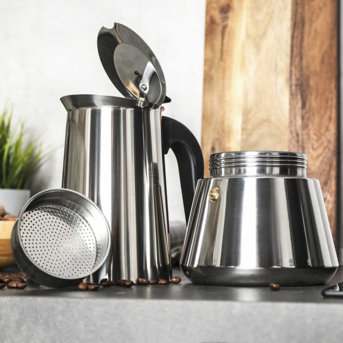 Kawiarka stalowa espresso indukcja KINGHOFF 600ml 12 filiżanek