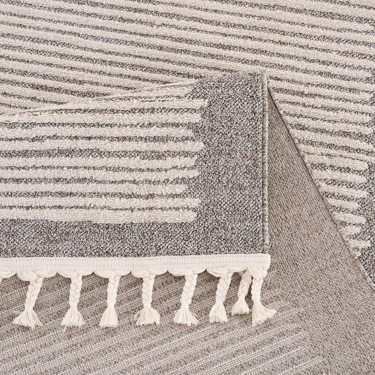 Dywan z frędzlami w paski ARTY 22310 Mokka 80x150