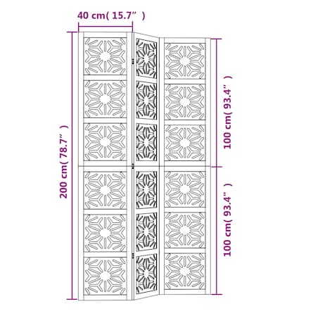 vidaXL Parawan pokojowy, 3-panelowy, brązowo-czarny, lita paulownia