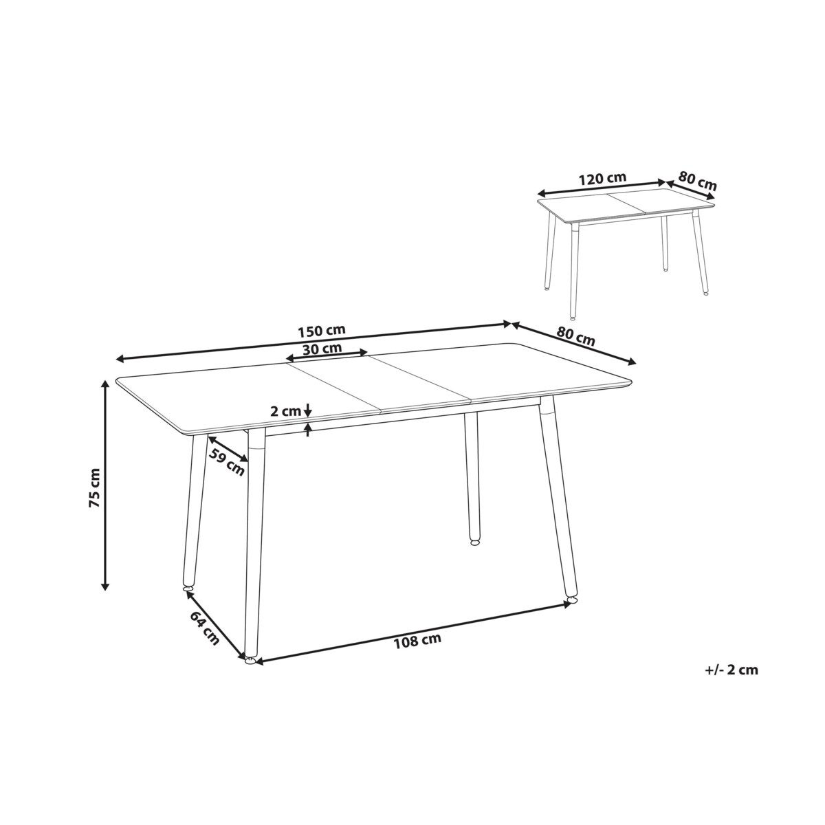 Stół do jadalni rozkładany 120/150 x 80 cm biały z jasnym drewnem MIRABEL
