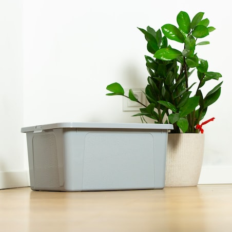 Pojemnik Plastikowy Z Pokrywą Duży Zamykany Pudełko Box Szary 20L