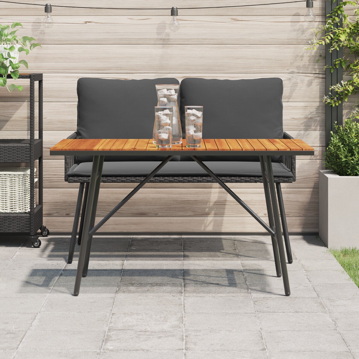 vidaXL Stół jadalny - Czarny, 110x55x62 cm, z litego drewna akacjowego