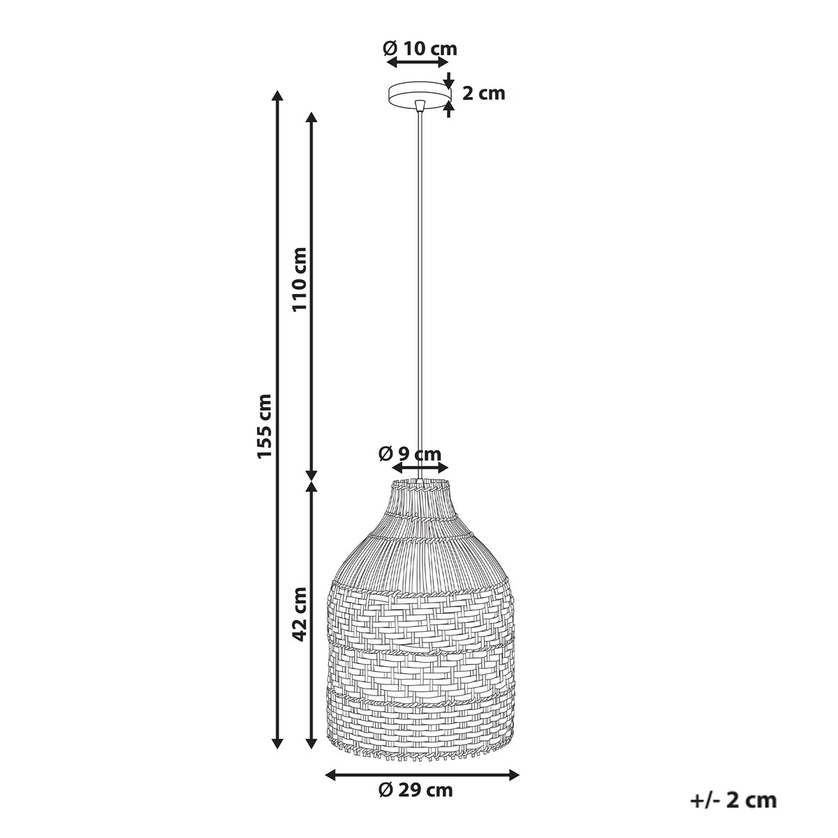 Lampa wisząca TURABO Rattan Czarny/ biały