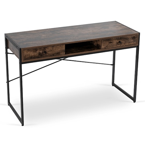 Biurko Loft z Szufladami Industrialne Drewniane STEP Dąb Rustykalny Vintage