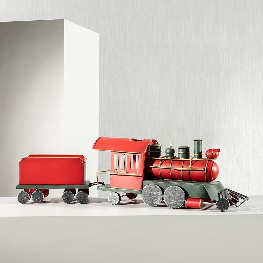 Pociąg z wagonikiem 73x15x21 cm boże narodzenie, święta, świąteczne, czerwony, 73x15x21 cm