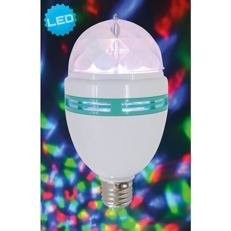 Żarówka dyskotekowa LED 3W obrotowa RGB stroboskop multikolor, Nave