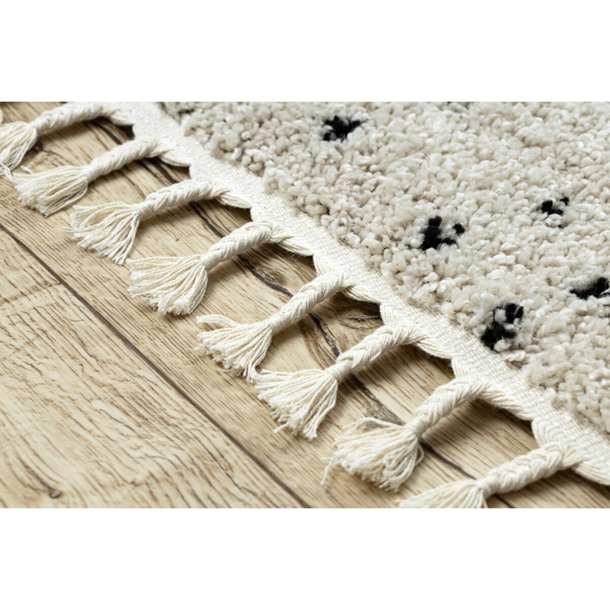 Dywan BERBER SYLA B752 kropki krem Frędzle 80x150 cm