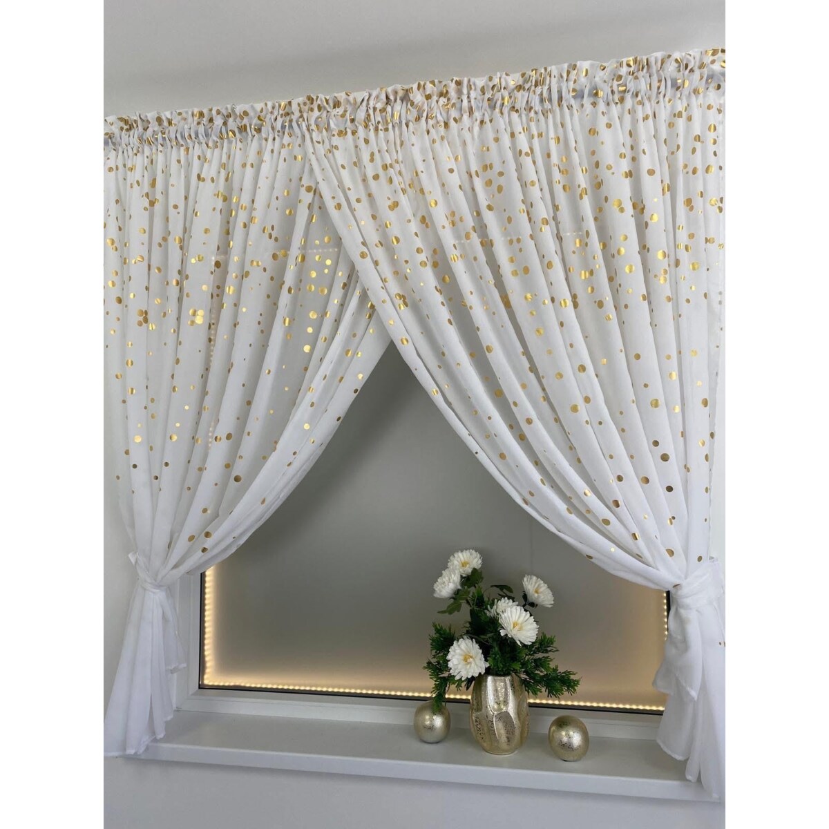 Firana gotowa złote akcenty 400x160 cm