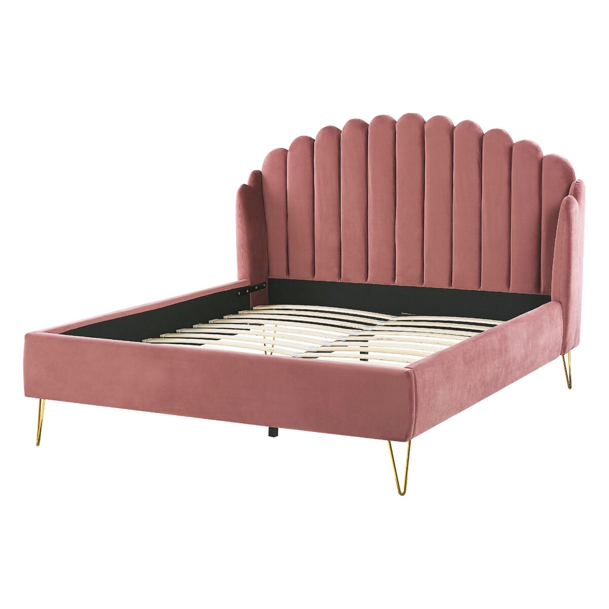 Łóżko welurowe 140 x 200 cm różowe AMBILLOU