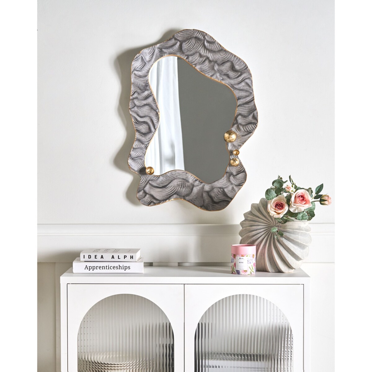 Lustro ścienne LINAS 51 cm 67 cm Szary