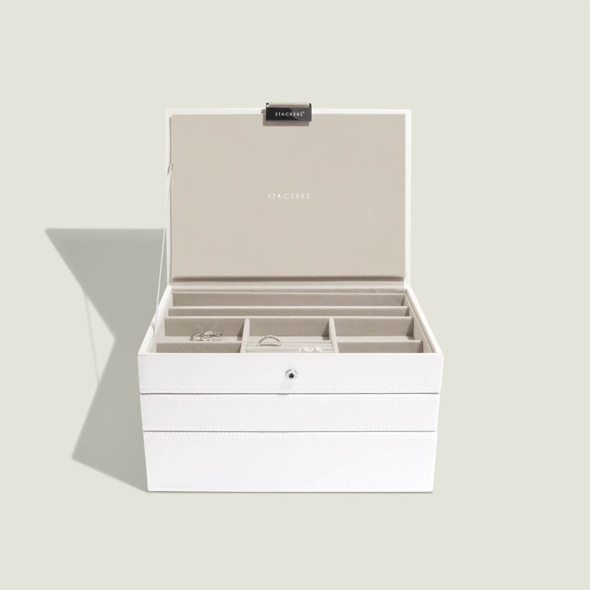 Szkatułka Stackers potrójna classic biało-beżowa