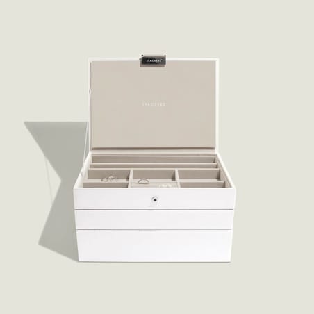 Szkatułka Stackers potrójna classic biało-beżowa