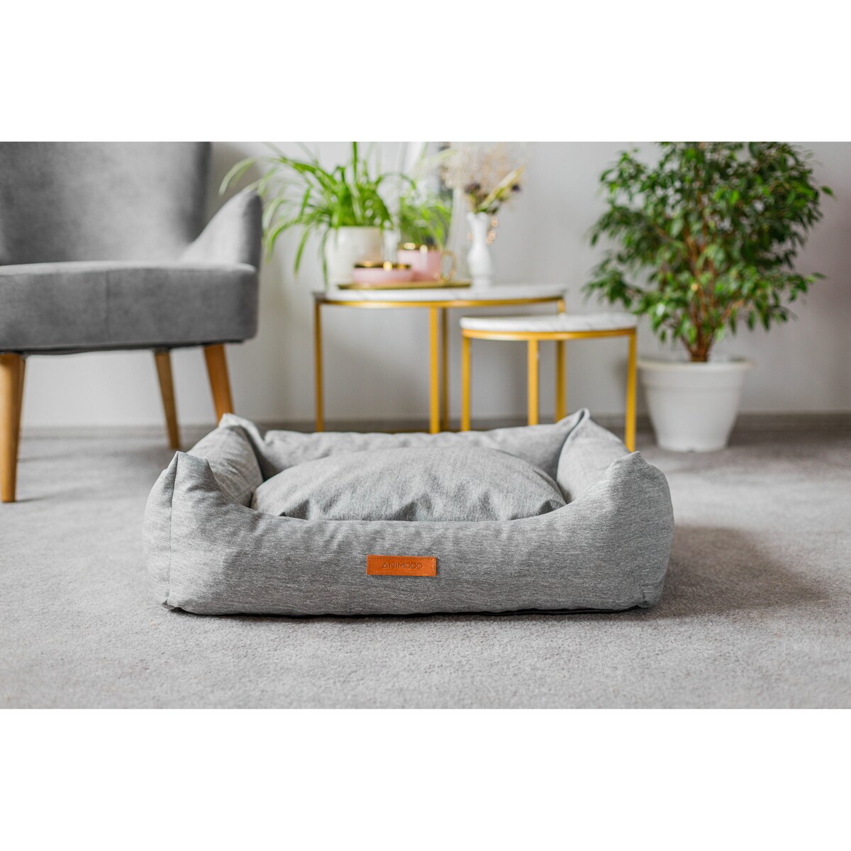 Animood Legowisko Alex rozmiar: L, kolor: szary, materiał: jeans imitacja