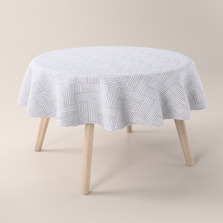 Obrus okrągły 130 x 130 cm szare wzory geometryczne