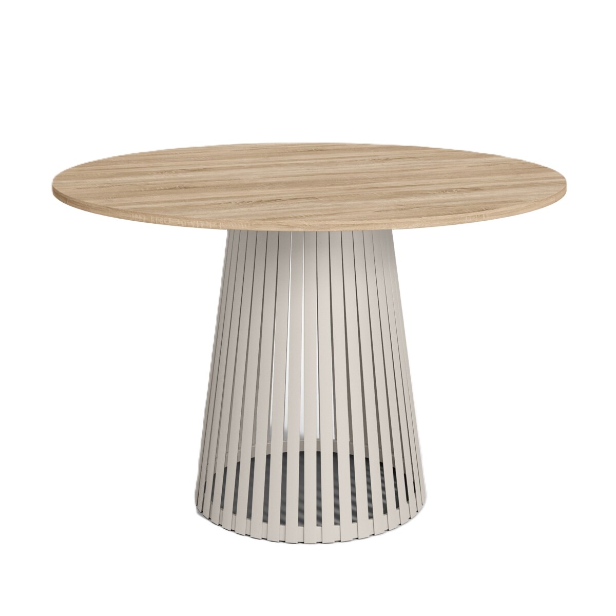 Stół VIV z lamelami do salonu, blat 110cm dąb sonoma -podstawa kaszmirowa