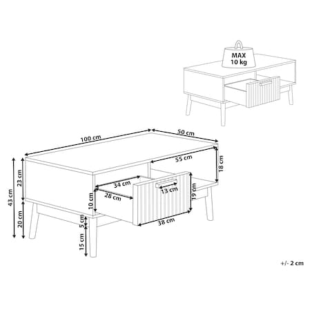 Stolik kawowy LYNWOOD Jasnobrązowy ze schowkiem