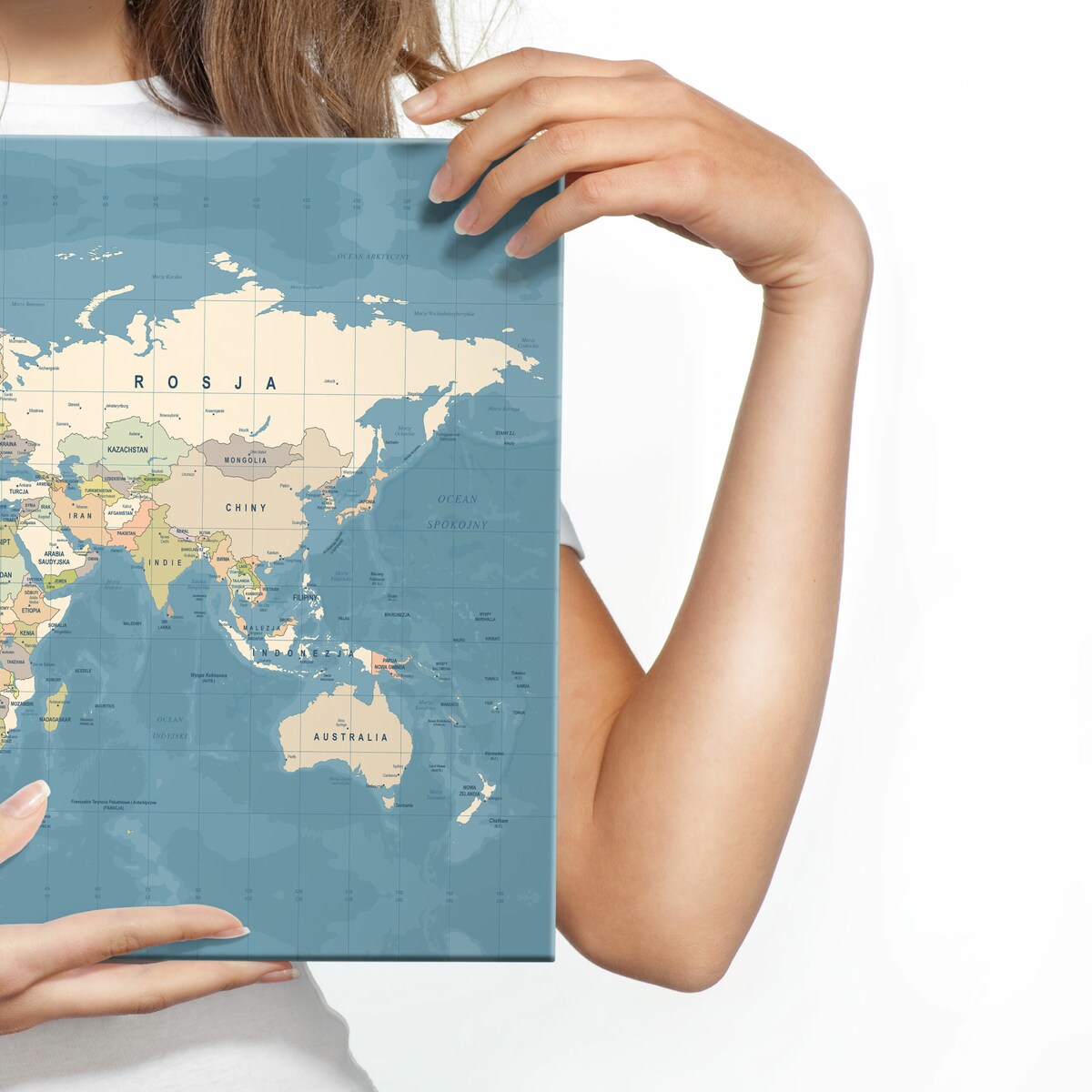 Obraz Mapa Świata Po Polsku 70x50cm