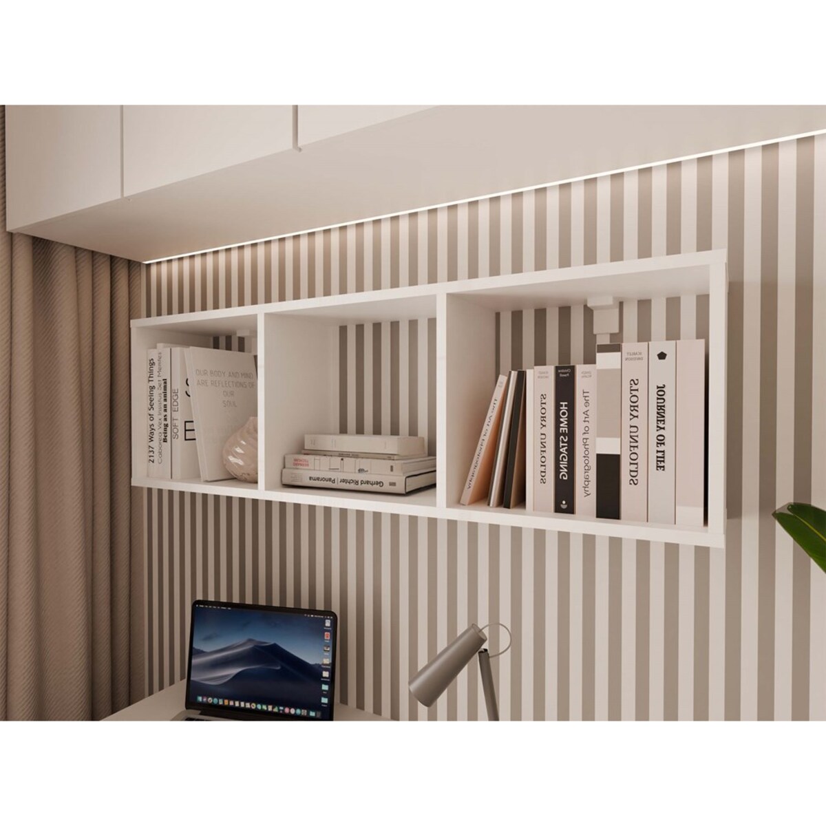 Regał Wiszący COBI 1X3 - Nowoczesna Półka Ścienna 3 Komory Biel Mat