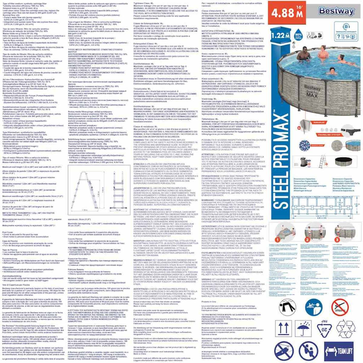 Bestway Basen Power Steel, okrągły, 488x122 cm