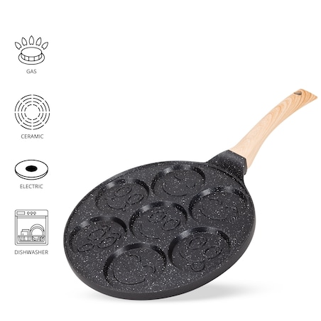 Marmurowa patelnia do pancakes naleśników jajek BUŹKI MINKI EMOTKI 26cm KAMILLE