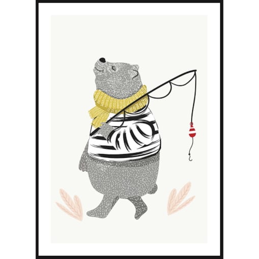 Poster Story, Plakat, Obraz - Niedźwiadek z Wędką, wymiary 42 x 60 cm