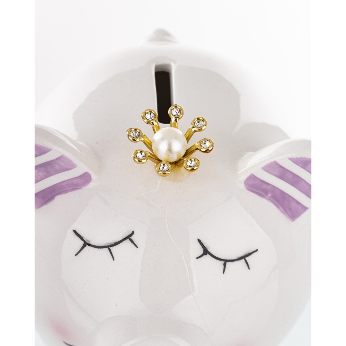 Skarbonka ceramiczna - 10,5x9,5x12,5 cm świnka PIGGY biała