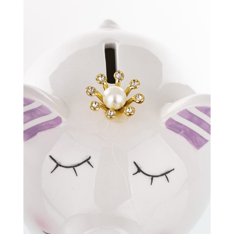 Skarbonka ceramiczna - 10,5x9,5x12,5 cm świnka PIGGY biała