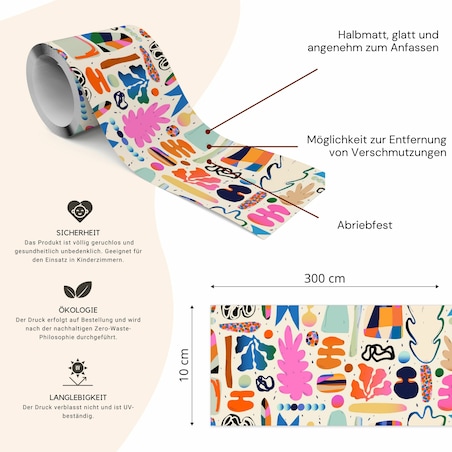 Pasek Dekoracyjny Bordiura Kolorowe RYSUNKI Abstrakcja Kreskówka