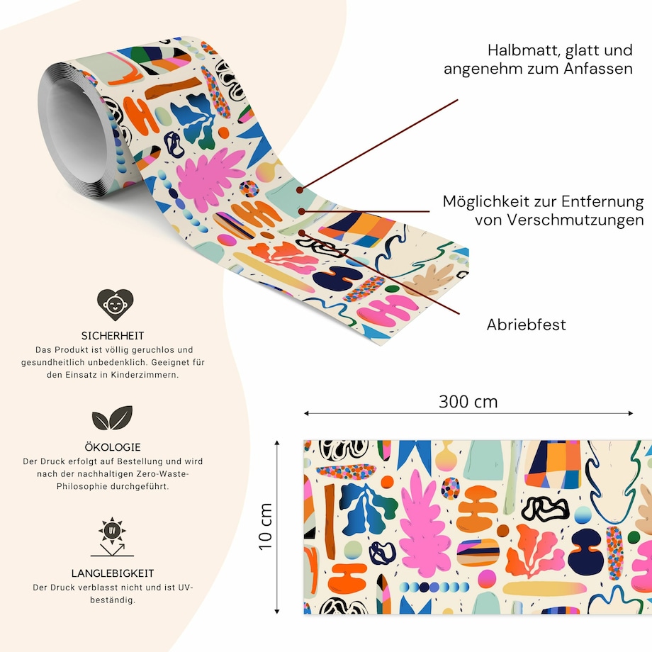 Pasek Dekoracyjny Bordiura Kolorowe RYSUNKI Abstrakcja Kreskówka