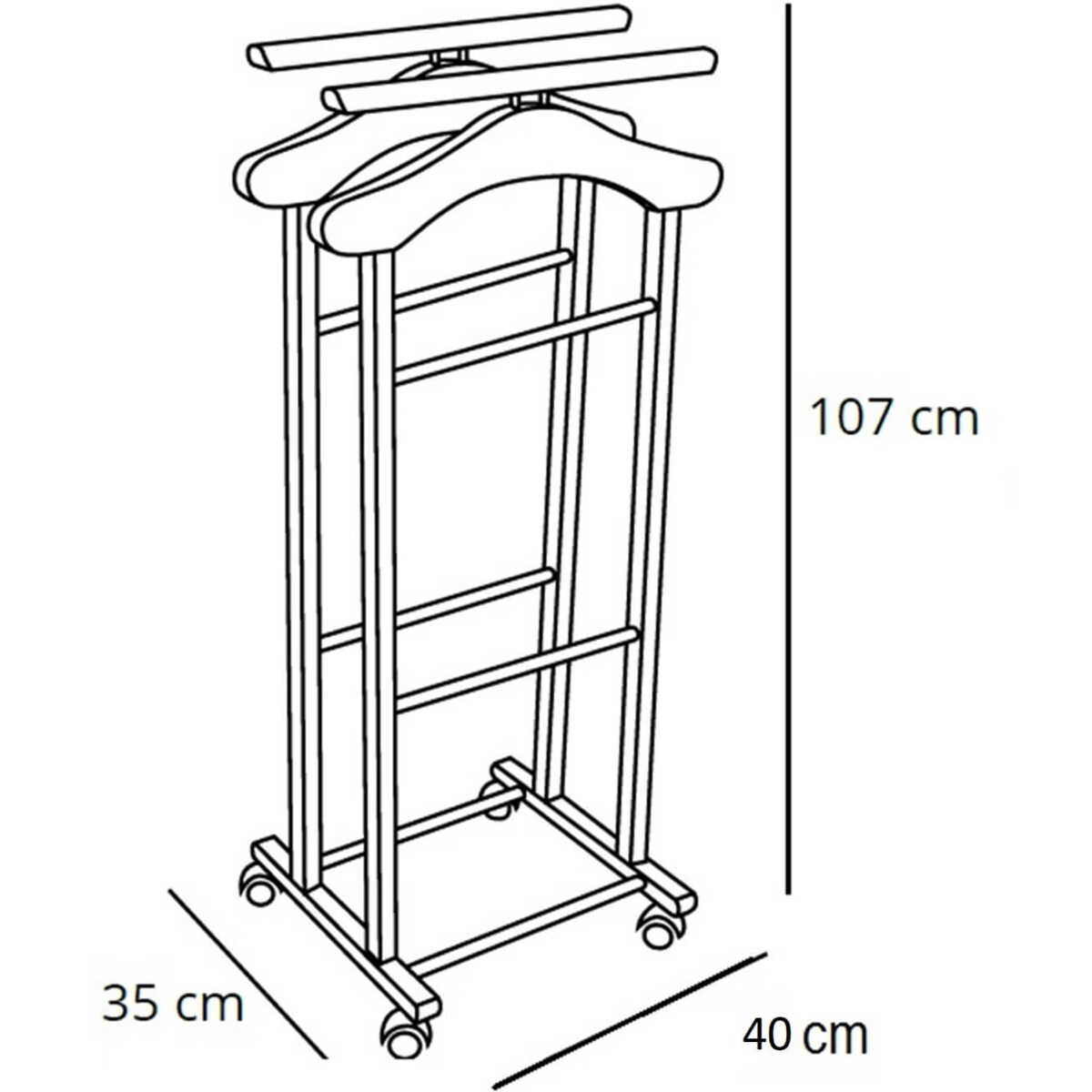 ARREDAMENTI CLEVER Wieszak do sypialni - 107 x 40 cm, brązowy