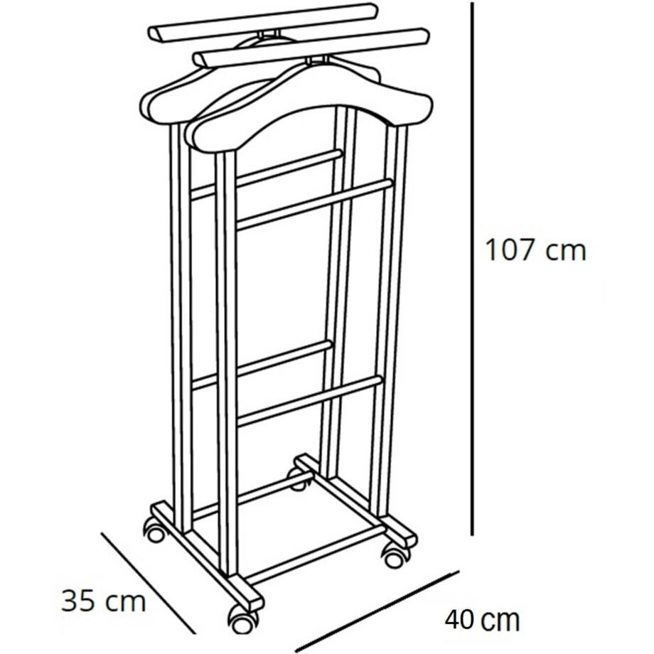 ARREDAMENTI CLEVER Wieszak do sypialni - 107 x 40 cm, brązowy