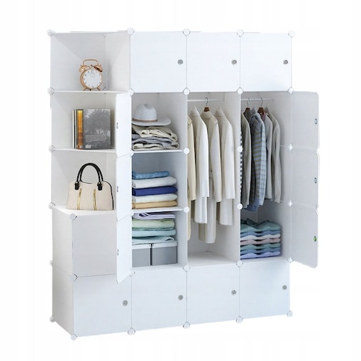 Modułowa szafa garderoba wieszak szafki xxl biała półki drążek na ubrania