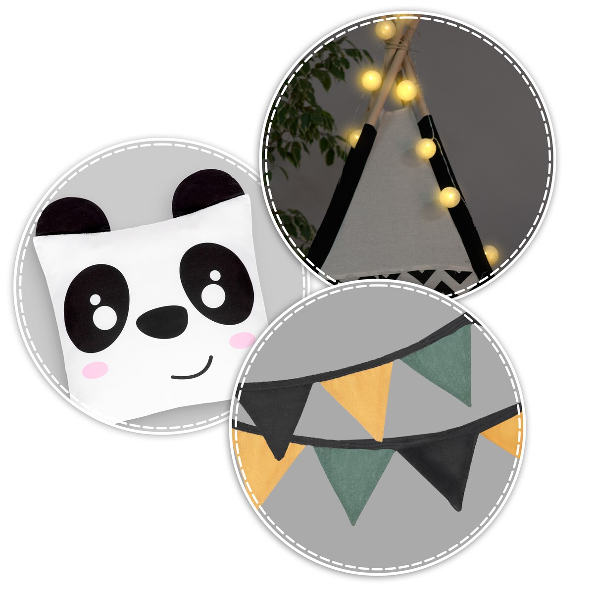 TIPI namiot dla dzieci do pokoju dziecięcego girlanda Nukido