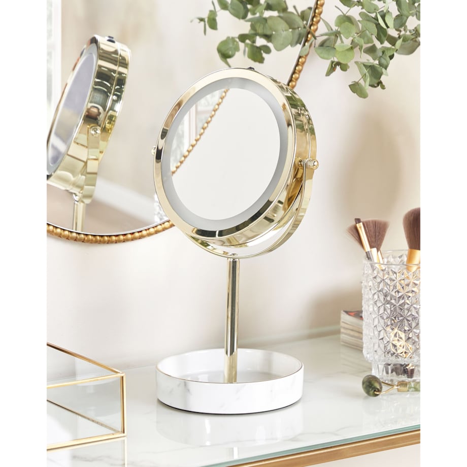 Lusterko kosmetyczne LED ø 20 cm złote z białym SAVOIE