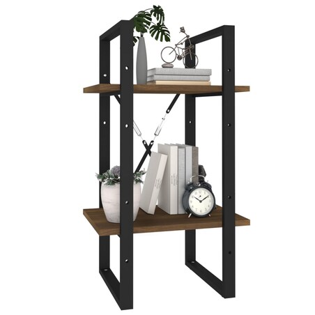 vidaXL Regał na książki z 2 półkami, brązowy dąb, 40x30x70 cm