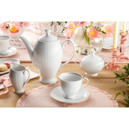 Garnitur do kawy dla 12 osób 39 el. Dalia złota linia 3612