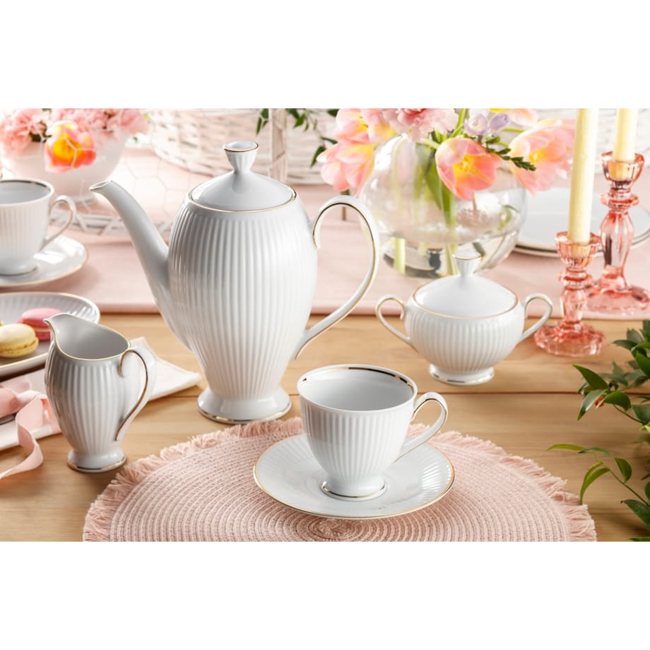 Garnitur do kawy dla 12 osób 39 el. Dalia złota linia 3612