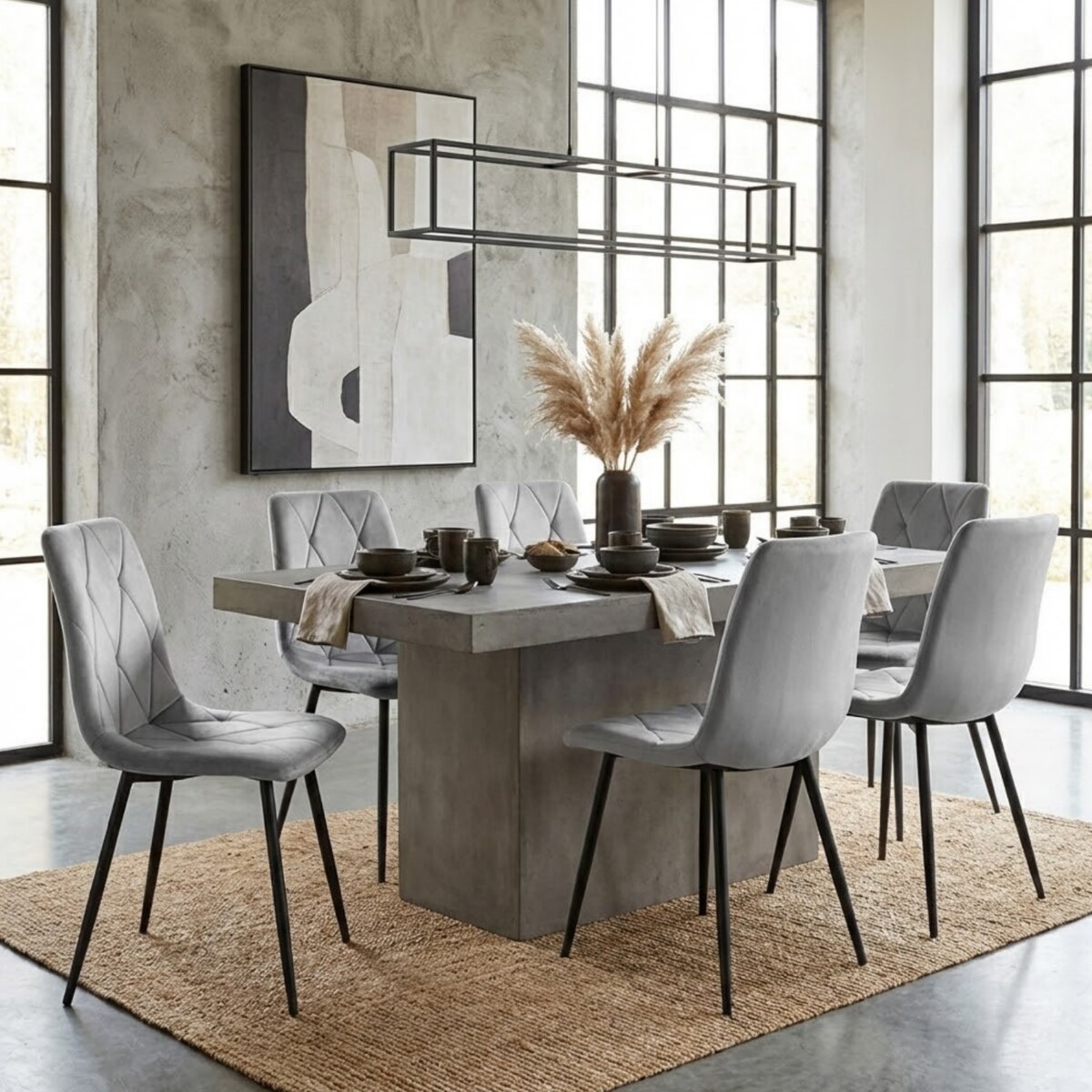 Krzesło tapicerowane szare do jadalni salonu pikowane wygodne nowoczesne