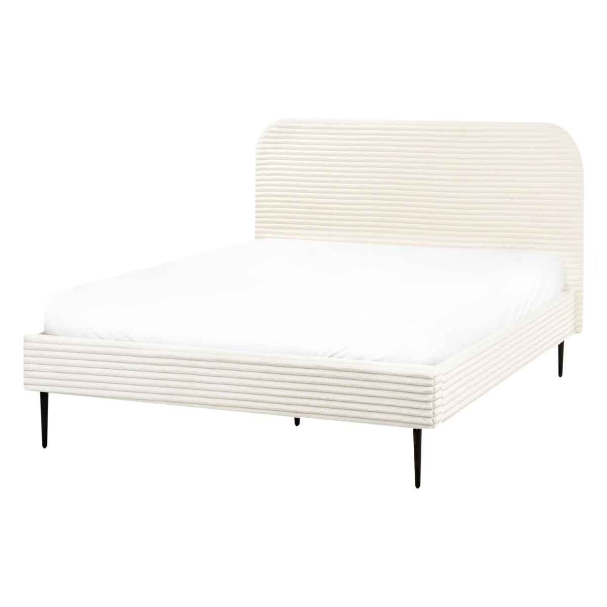 Łóżko Sztruks FLAYAT 140 x 200 cm Złamana biel