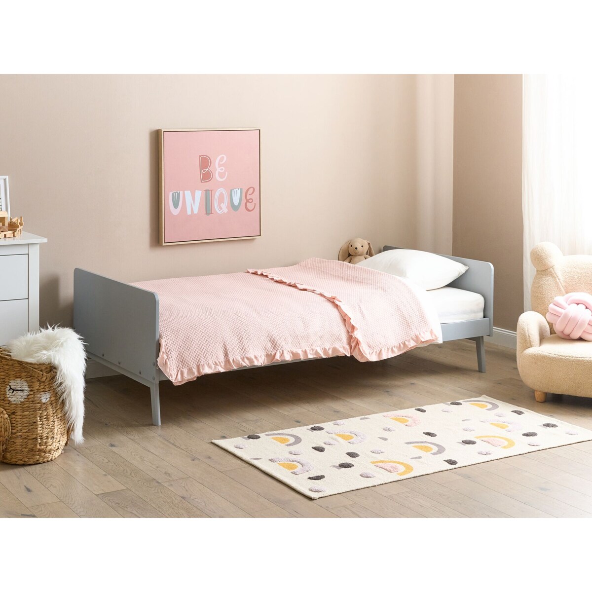 Łóżko drewniane 90 x 200 cm szare BONNAC