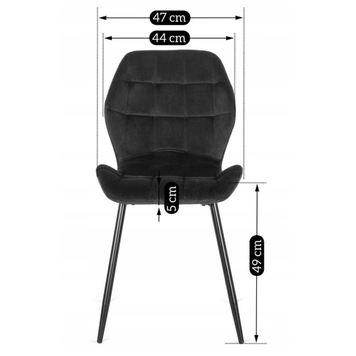 Krzesło Tapicerowane Do Salonu Jadalni Pikowane Czarne LUCKY