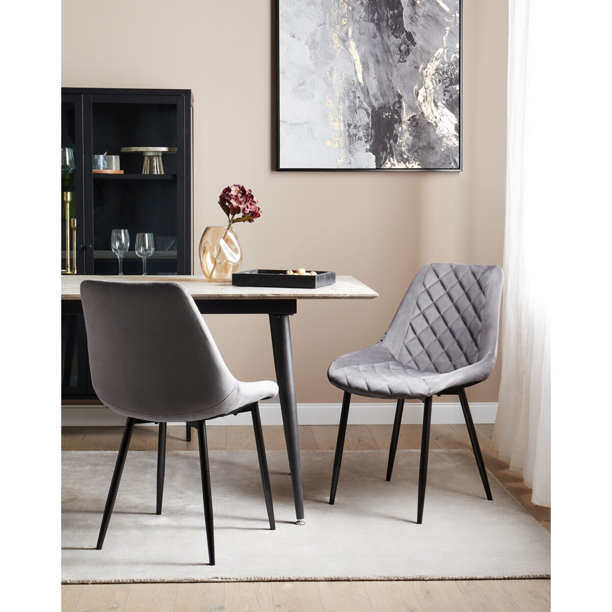 Zestaw 2 krzeseł do jadalni welurowy szary MARIBEL