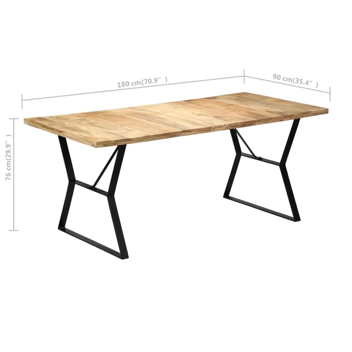 vidaXL Stół jadalniany, 180 x 90 x 76 cm, lite drewno mango
