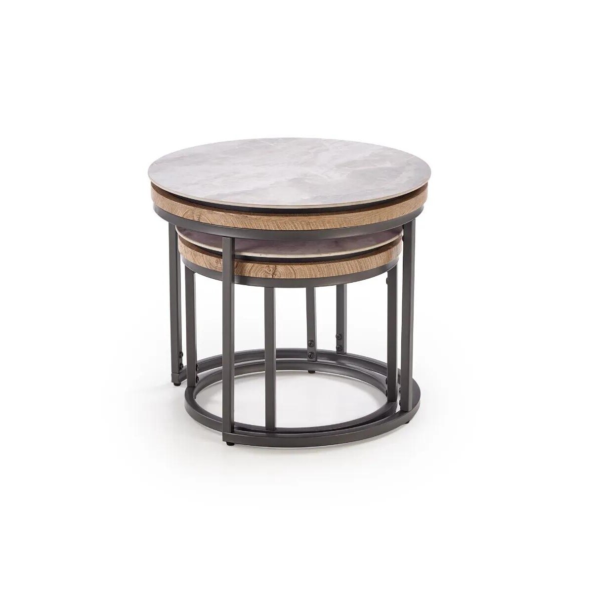 Zestaw 2 stolików ITAKA szary marmur/czarny