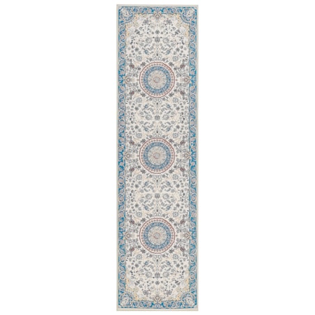 Dywan 80 x 300 cm beżowo-niebieski GORDES