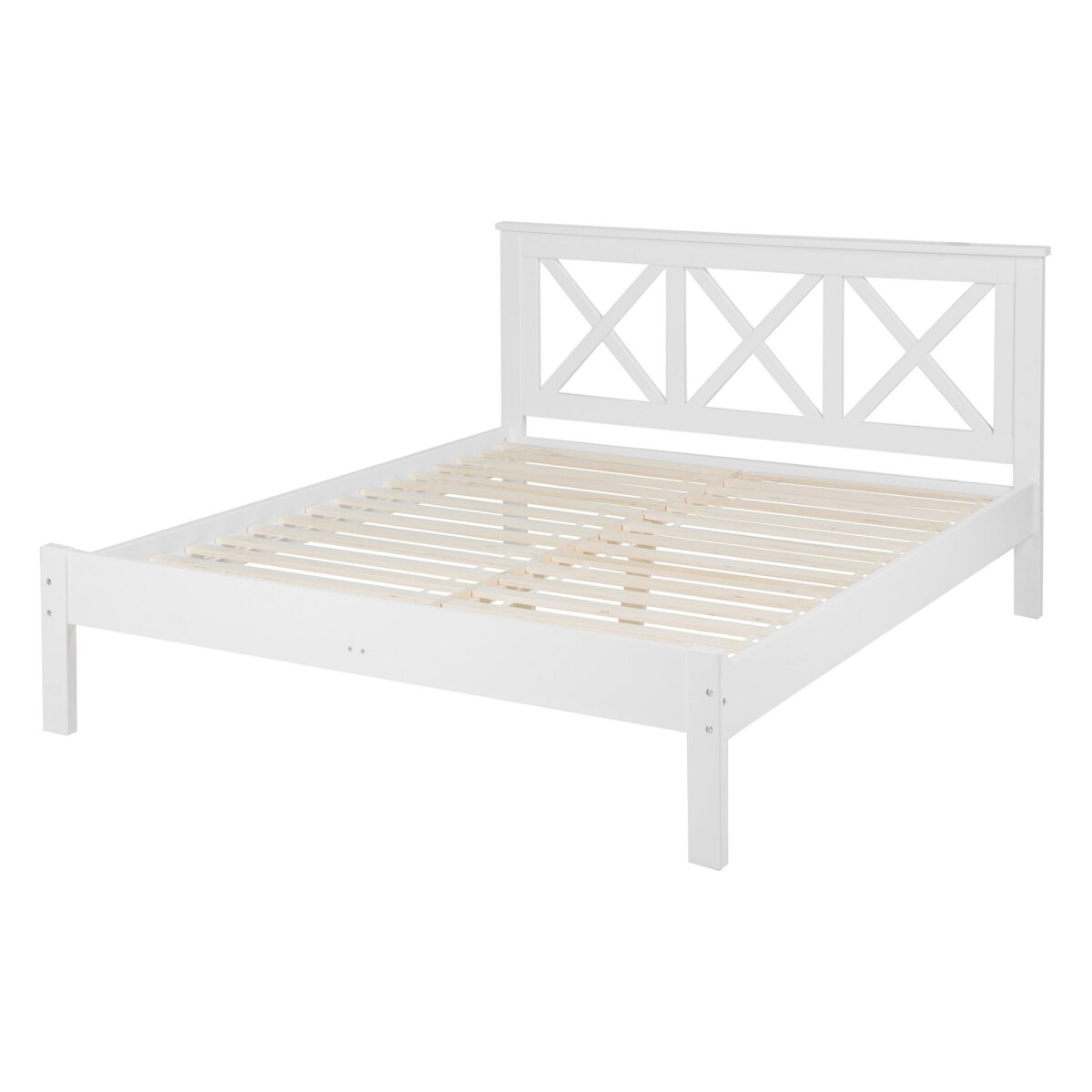 Łóżko drewniane 140 x 200 cm białe TANNAY