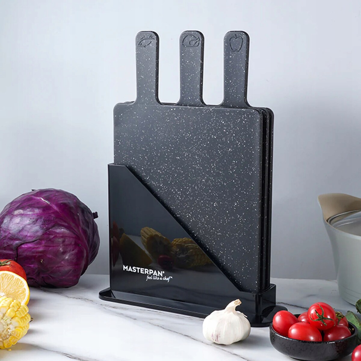 Deska Do Krojenia Marmurkowa W Stojaku Zestaw 3X Kuchenna Deska Do Zmywarki