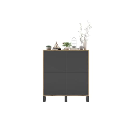 Komoda Industrialna Komoda Loft Grafit MAT Dąb Wotan 113 cm